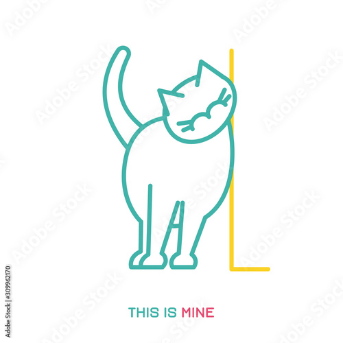 Cat marking territory sign