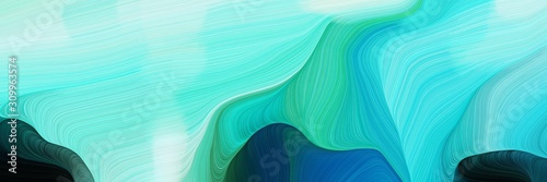 horizontal artistic colorful abstract wave background with aqua marine, very dark blue and pale turquoise colors. can be used as texture, background or wallpaper © Eigens