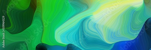horizontal modern colorful abstract wave background with medium sea green, pale green and very dark blue colors. can be used as texture, background or wallpaper
