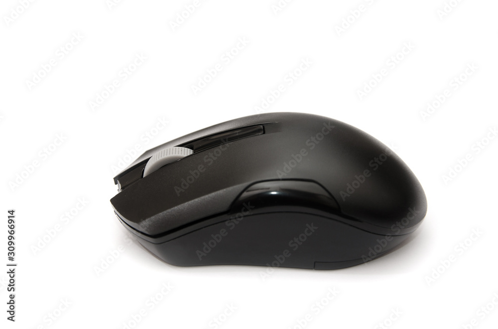 black computer mouse isolated on a white background. black computer mouse isolated on a white background.