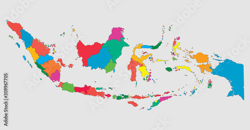 Indonesia map, Asia country map vector template