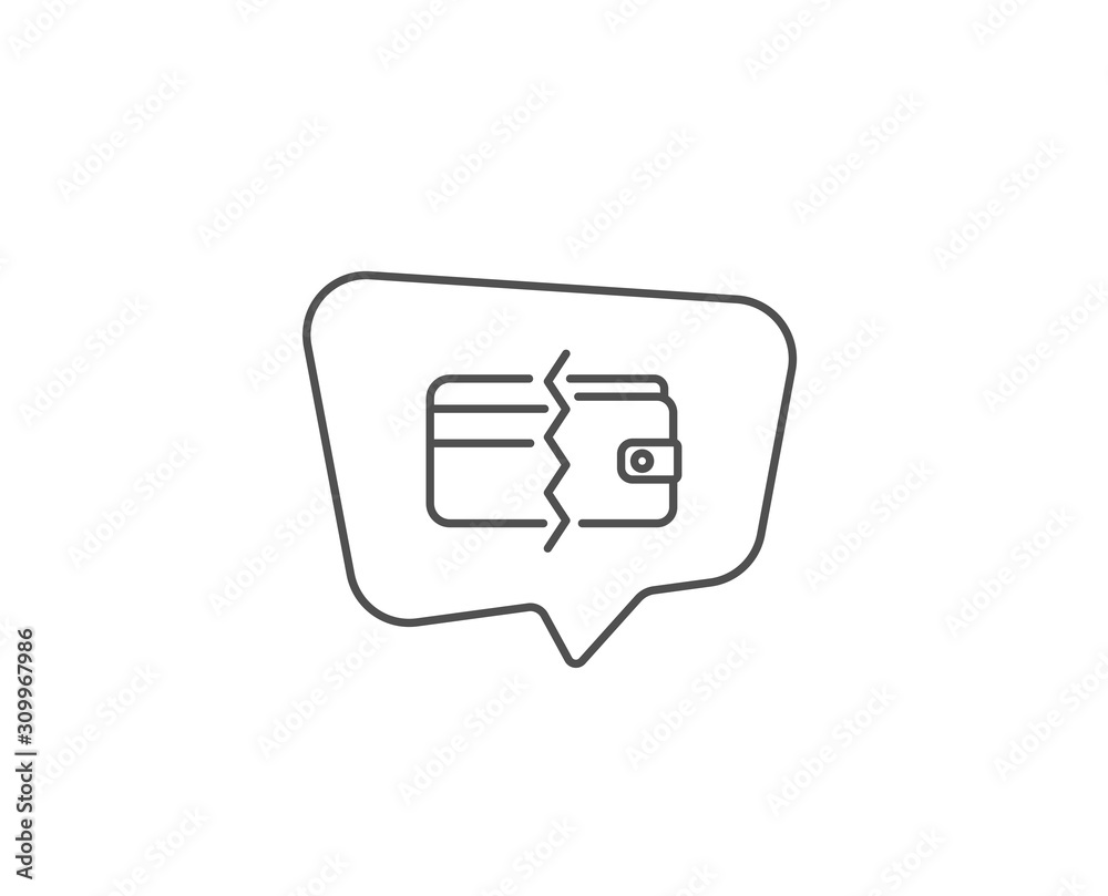 Credit card or cash line icon. Chat bubble design. Payment methods sign. Outline concept. Thin line payment methods icon. Vector Credit card or cash line icon. Chat bubble design. Payment methods sign. Outline concept. Thin line payment methods icon. Vector