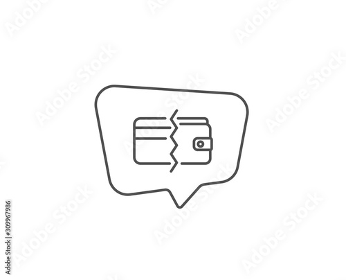 Credit card or cash line icon. Chat bubble design. Payment methods sign. Outline concept. Thin line payment methods icon. Vector