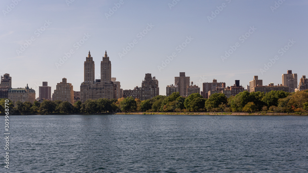 View of Central Park's West Side from Jacqueline Kennedy Onassis Reservoir, Manhattan. Taken on September the 27th, 2019