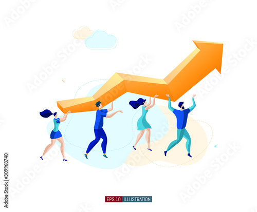 Trendy flat illustration. Teamwork metaphor concept. Cooperation of people who implement the joint idea.  Template for your design works. Vector graphics.