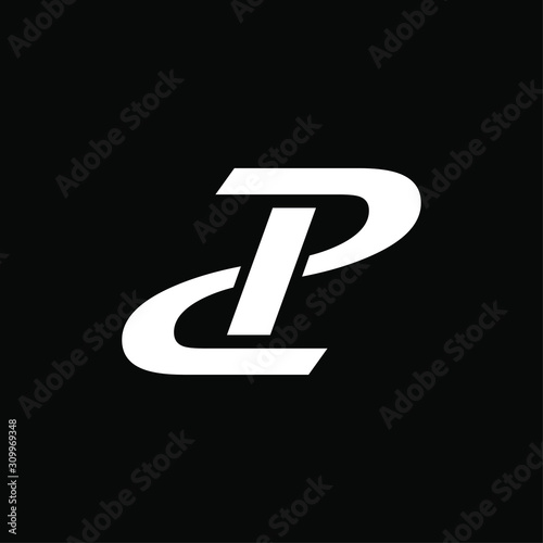 Initial letter d p logo template with road symbol simplicity in flat design monogram illustration