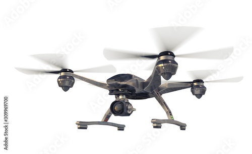 Quadrocopter with camera. Quadcopter isolated on a white background.