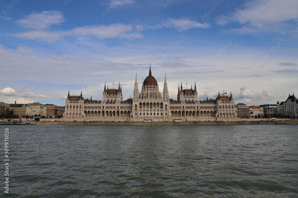 The Hungarian Parliament Building on the banks of the Danube in Budapest