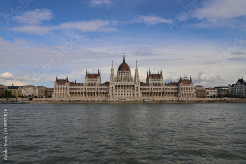 The Hungarian Parliament Building on the banks of the Danube in Budapest