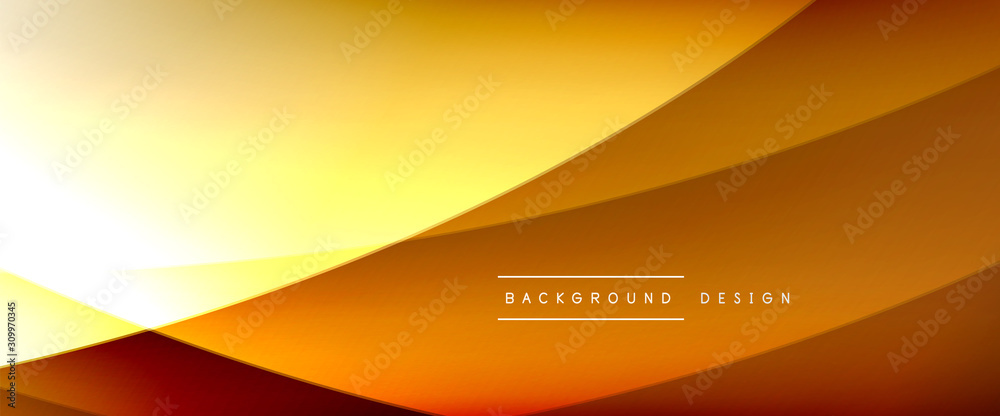 Wave liquid style lines with shadows and light on gradient background. Trendy simple fluid color gradient abstract background with dynamic straight shadow line effect