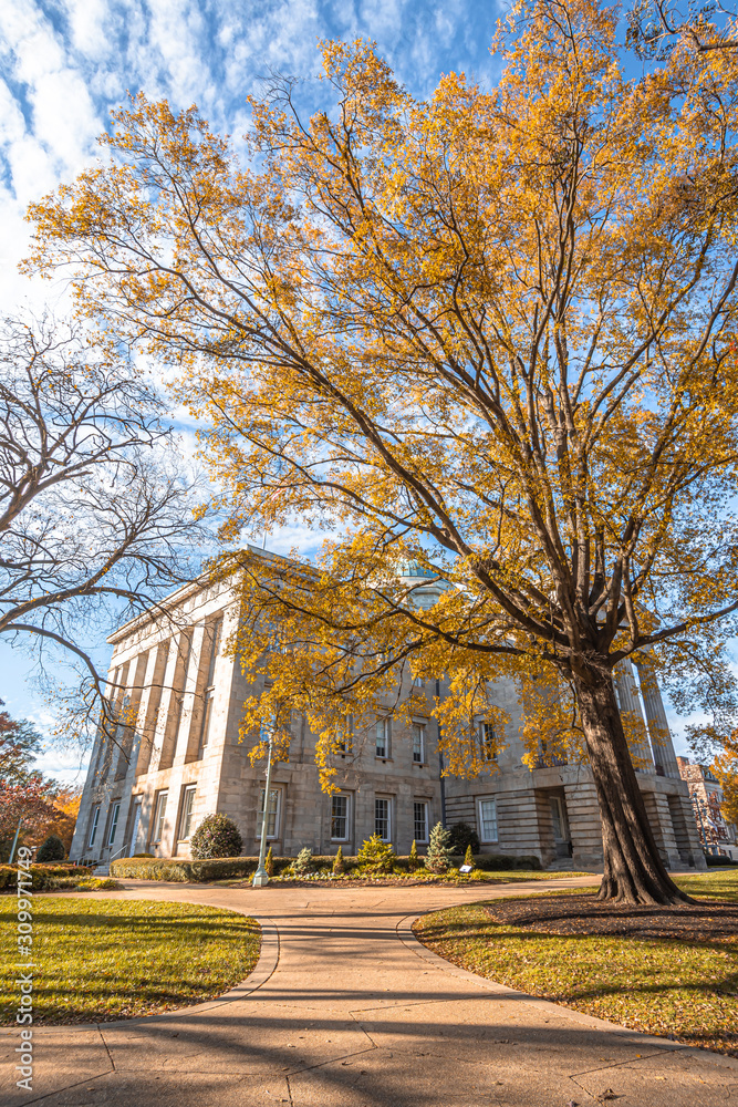 View of North Carolina State Capitol building in fall season,Raleigh,NC,USA