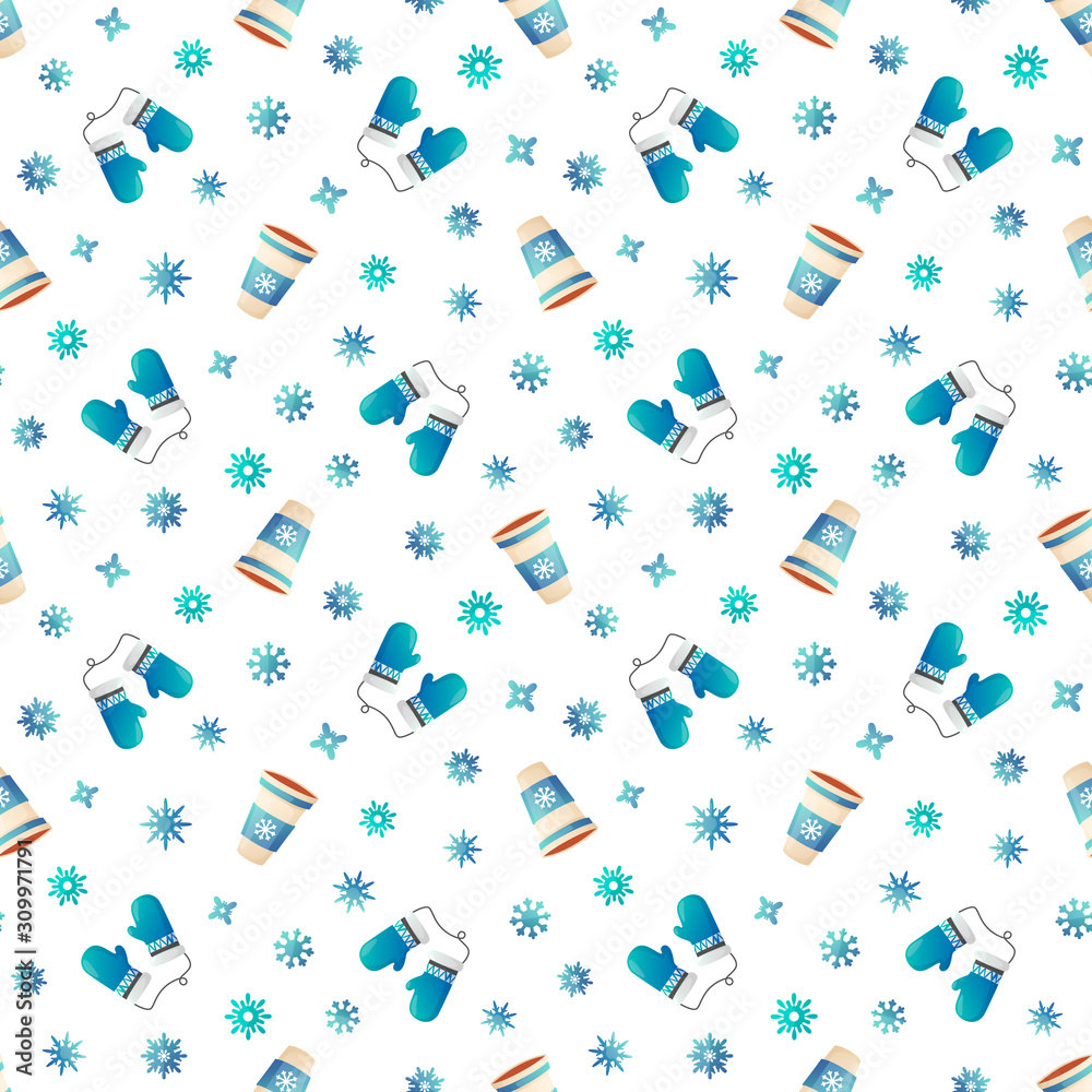 Winter season seamless pattern.