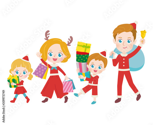 家族　クリスマス　イラスト	