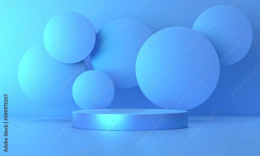 3D rendering of blue booth background 3D rendering of blue booth background