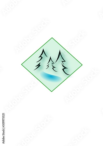 Green trees and blue lake pictures