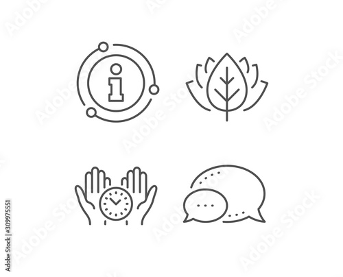 Safe time line icon. Chat bubble, info sign elements. Clock sign. Office management symbol. Linear safe time outline icon. Information bubble. Vector
