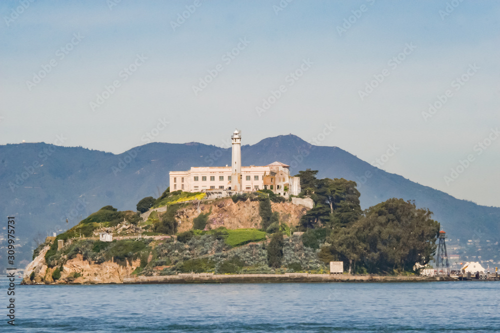 San Francisco, CA / USA - April 2005: Alcatraz Island taken from San Francisco