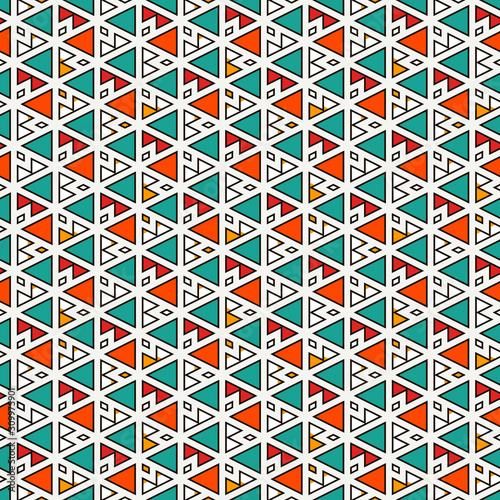 Ethnic, tribal seamless surface pattern. Native americans style background. Repeated triangles motif. Contemporary abstract geometric wallpaper. Boho chic digital paper, textile print. Vector art