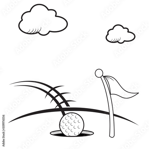 hole in one hand drawn sketch vector