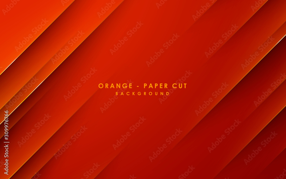 Abstract light papercut background vector. Modern diagonal orange background. - obrazy, fototapety, plakaty 
