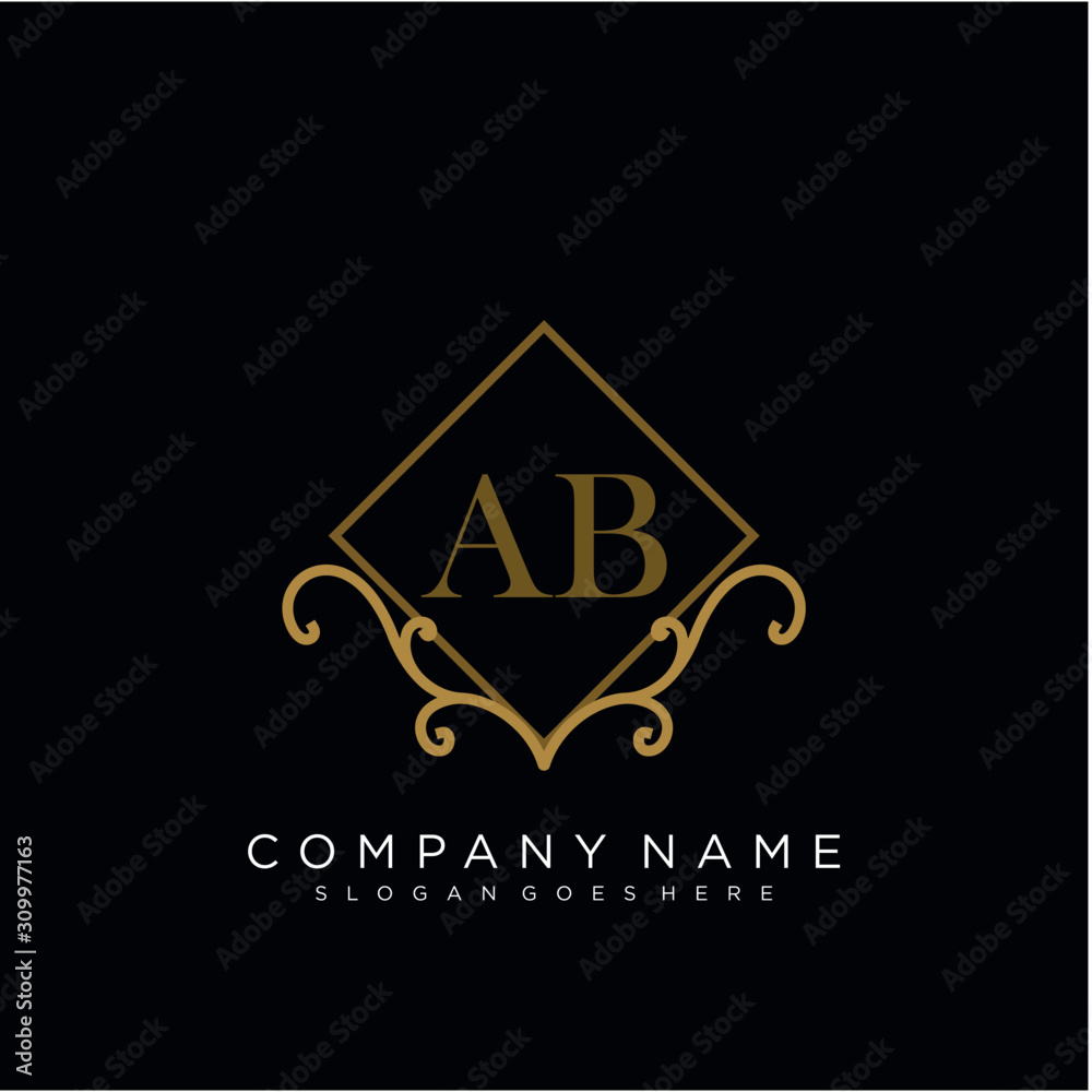Initial letter AB logo luxury vector mark, gold color elegant classical Initial letter AB logo luxury vector mark, gold color elegant classical