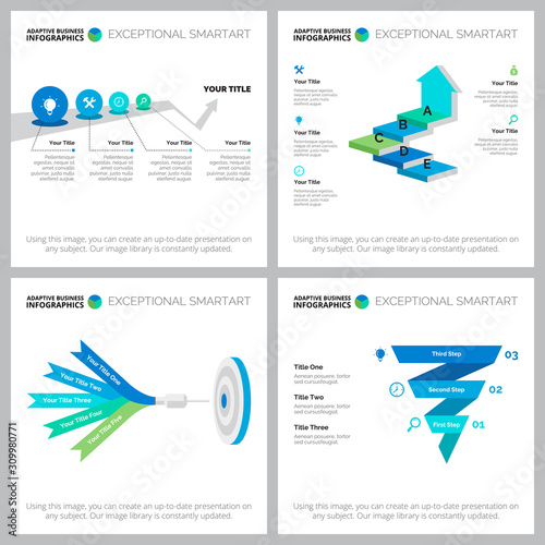 Infographic design set for development and growth