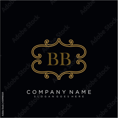 Initial letter BB logo luxury vector mark  gold color elegant classical