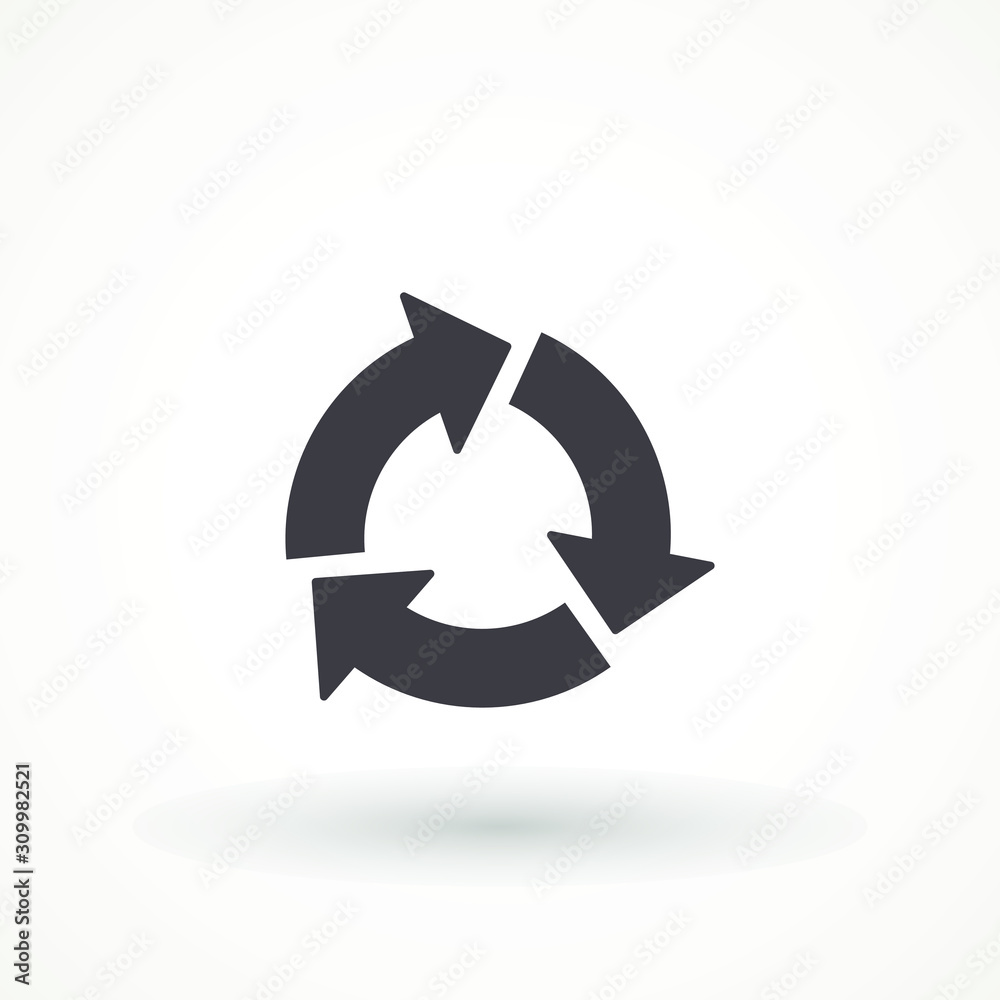 Refresh circular icon isolated on white background. Recycling flat vector rotate arrow Vector illustration. Refresh circular icon isolated on white background. Recycling flat vector rotate arrow Vector illustration.