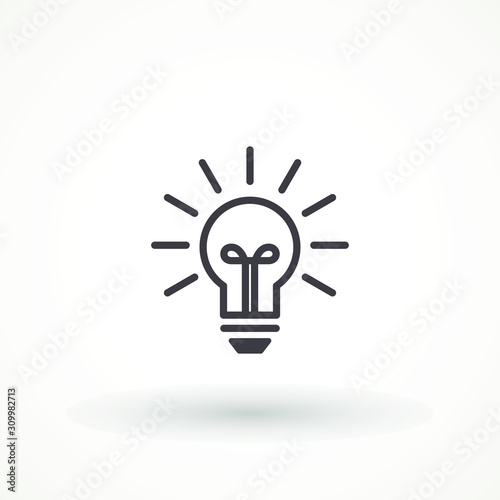 Light Bulb line icon vector, isolated on white background. Idea sign, solution, thinking concept. Lighting Electric lamp. Electricity, shine. Trendy Flat style for graphic design, Web site, UI
