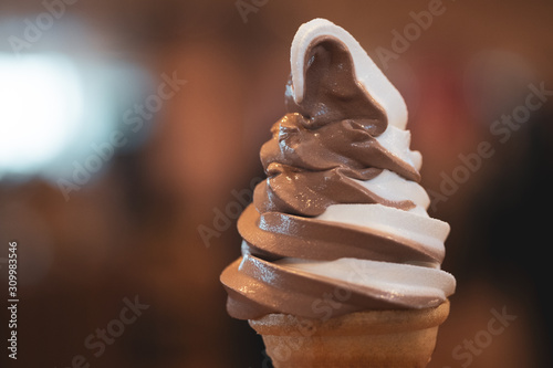 Two-tone soft serve ice cream cone