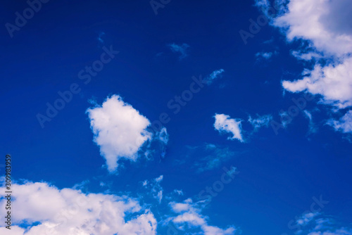Beautiful panoramic landscape with the blue cloudy. Selective focus. New year 2020. Trend. Design. Classic blue.