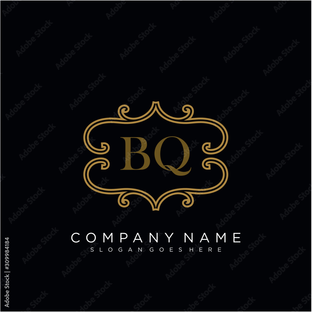Initial letter BQ logo luxury vector mark, gold color elegant classical Initial letter BQ logo luxury vector mark, gold color elegant classical