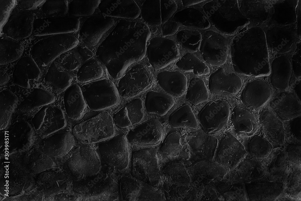 Obraz premium old stone pavement background / abstract pavement, large cobblestones, old road texture