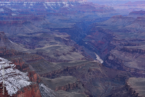 Winter landscape of the Colorado River from the South Rim, Grand Canyon National Park, Arizona, USA