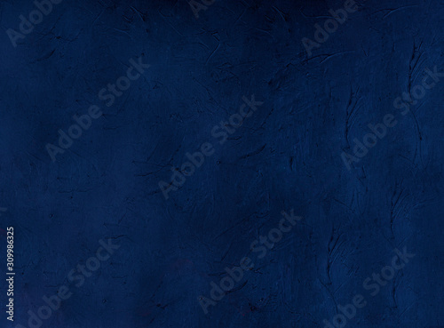 Navy Abstract Decorative Dark Blue Stucco Wall Fund. Textured Banner In Art Form With Space For Text © ImagineStock