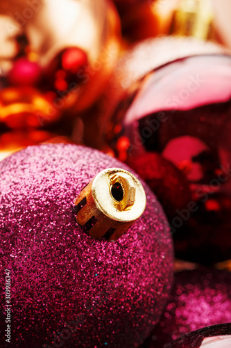 Colorful collection of Christmas Balls useful as a background patternColorful Christmas balls close up as background. photo