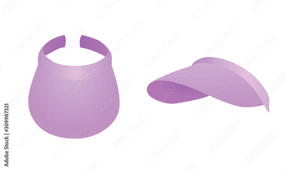 Violet long visor cap. vector illustration