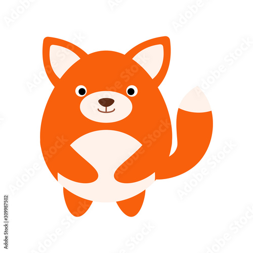 Cute flat design fox isolate on white background