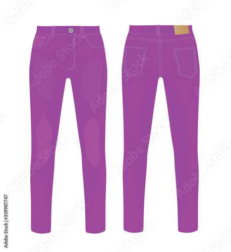 Purple denim pants. vector illustration