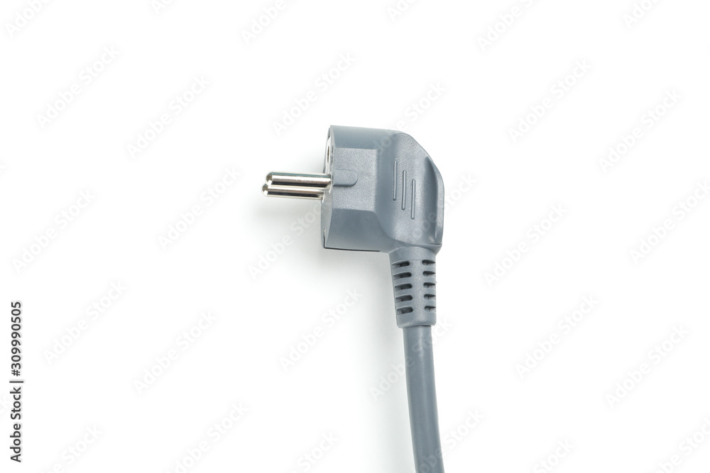 Power cable with plug isolated on white background, close up Power cable with plug isolated on white background, close up