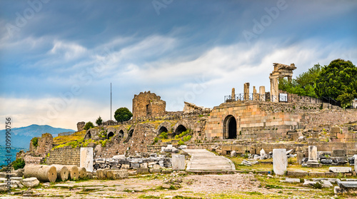 Ruins of the ancient city of Pergamon in Turkey photo