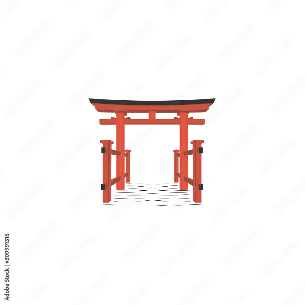 Realistic Vector Japanese Gate, traditional building historical landmark Realistic Vector Japanese Gate, traditional building historical landmark