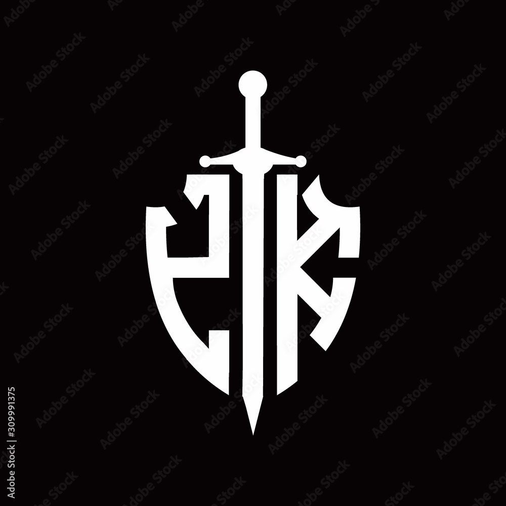 YK logo with shield shape and sword design template Stock Vector ...