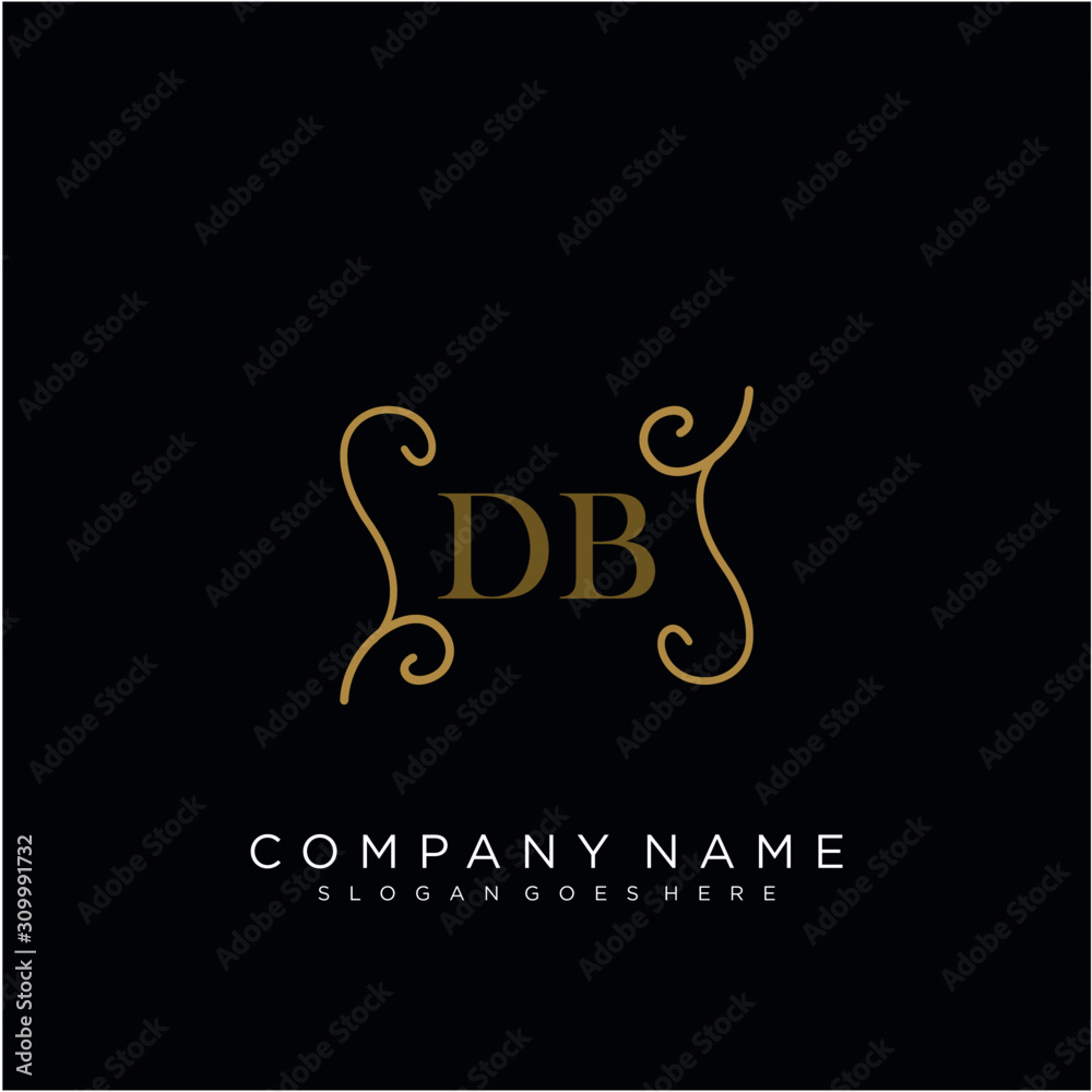 Initial letter DB logo luxury vector mark, gold color elegant classical Initial letter DB logo luxury vector mark, gold color elegant classical