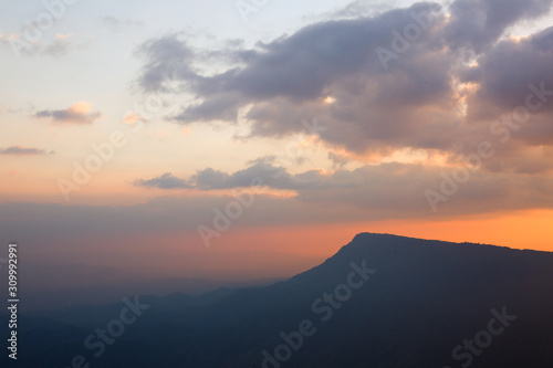 Silhouette mountain have sunset sky