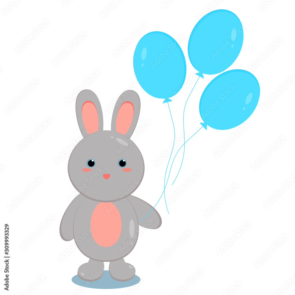 Obraz premium This is cute cartoon rabbit on white background. Vector illustration in flat style. Easter bunny.