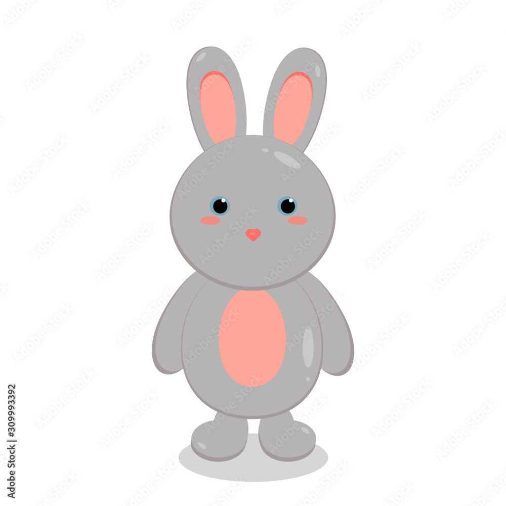 This is cute cartoon hare on white background. Vector illustration in flat style. Easter bunny in white isolation. This is cute cartoon hare on white background. Vector illustration in flat style. Easter bunny in white isolation.