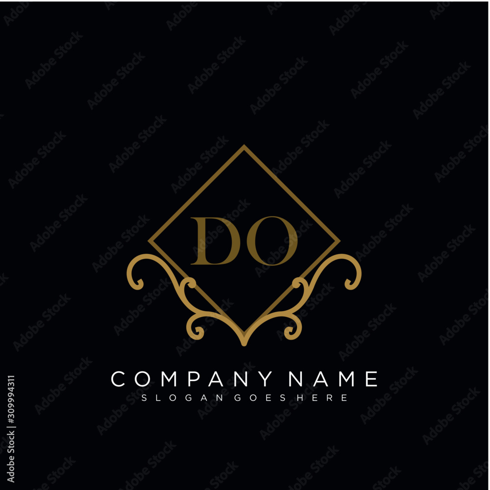 Initial letter DO logo luxury vector mark, gold color elegant classical