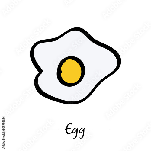 Vászonkép Fried egg. Isolated on white. Vector