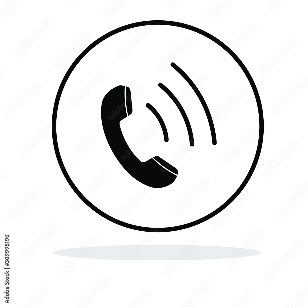 Phone icon in a circle on a white background Phone icon in a circle on a white background